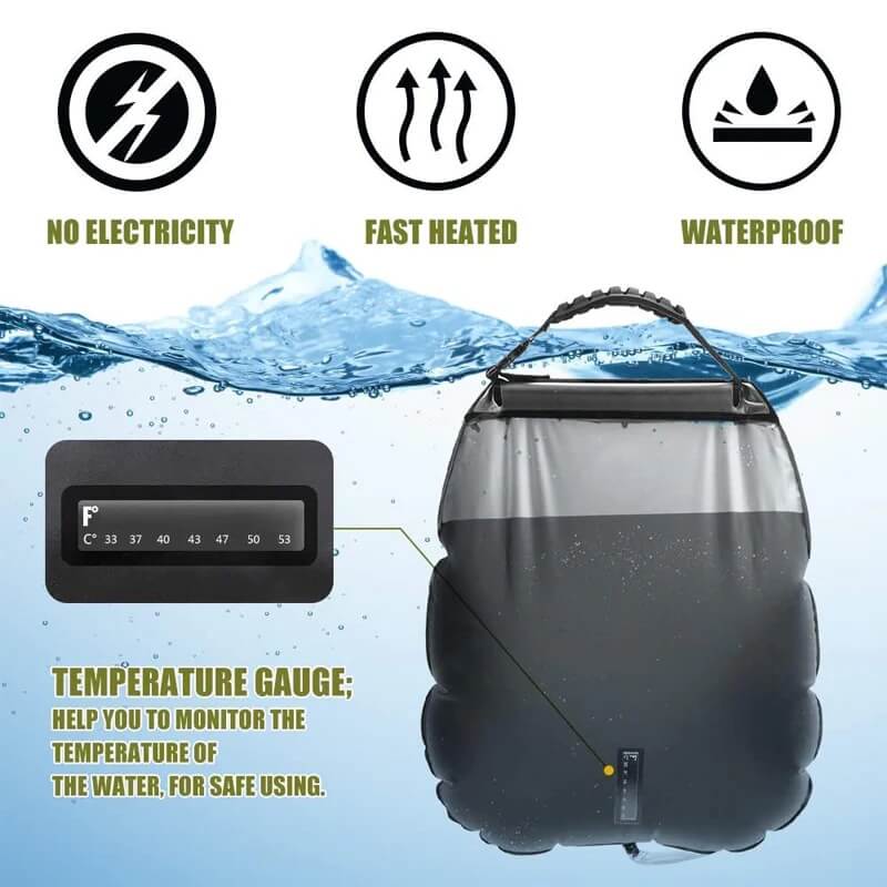 ZonFlow Faltbare Outdoor-Duschbeutel – 20L Solarheizung | Brehn