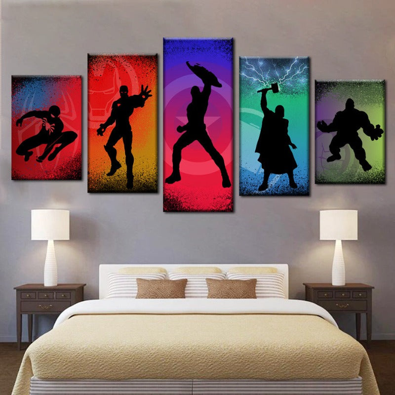 Marvel Superhelden Silhouetten - Leinwand Wandkunst Malerei