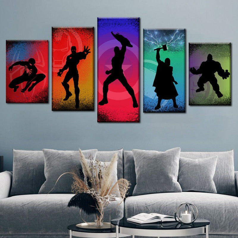 Marvel Superhelden Silhouetten - Leinwand Wandkunst Malerei