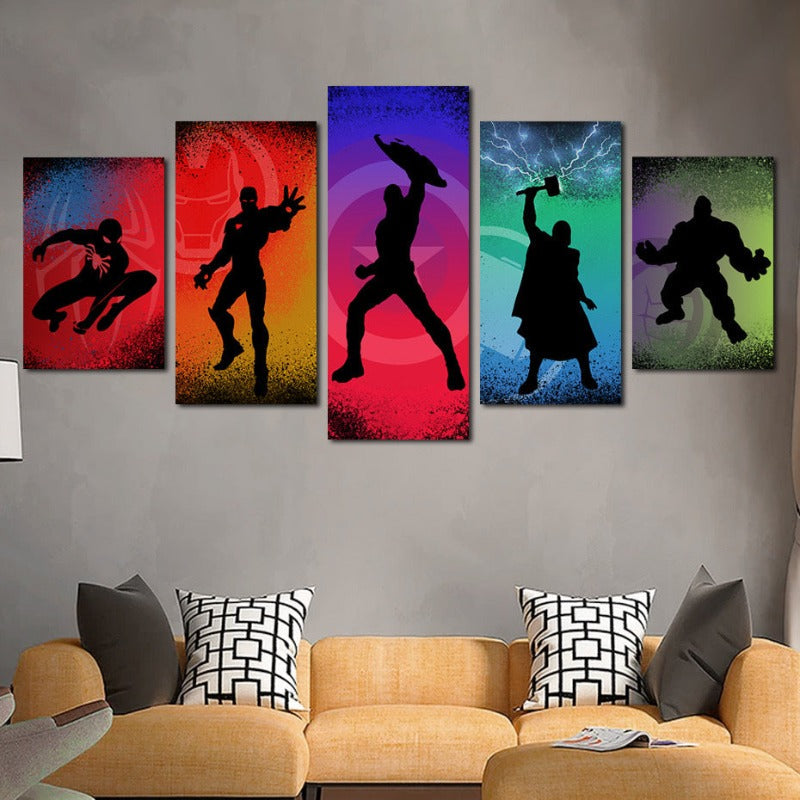 Marvel Superhelden Silhouetten - Leinwand Wandkunst Malerei