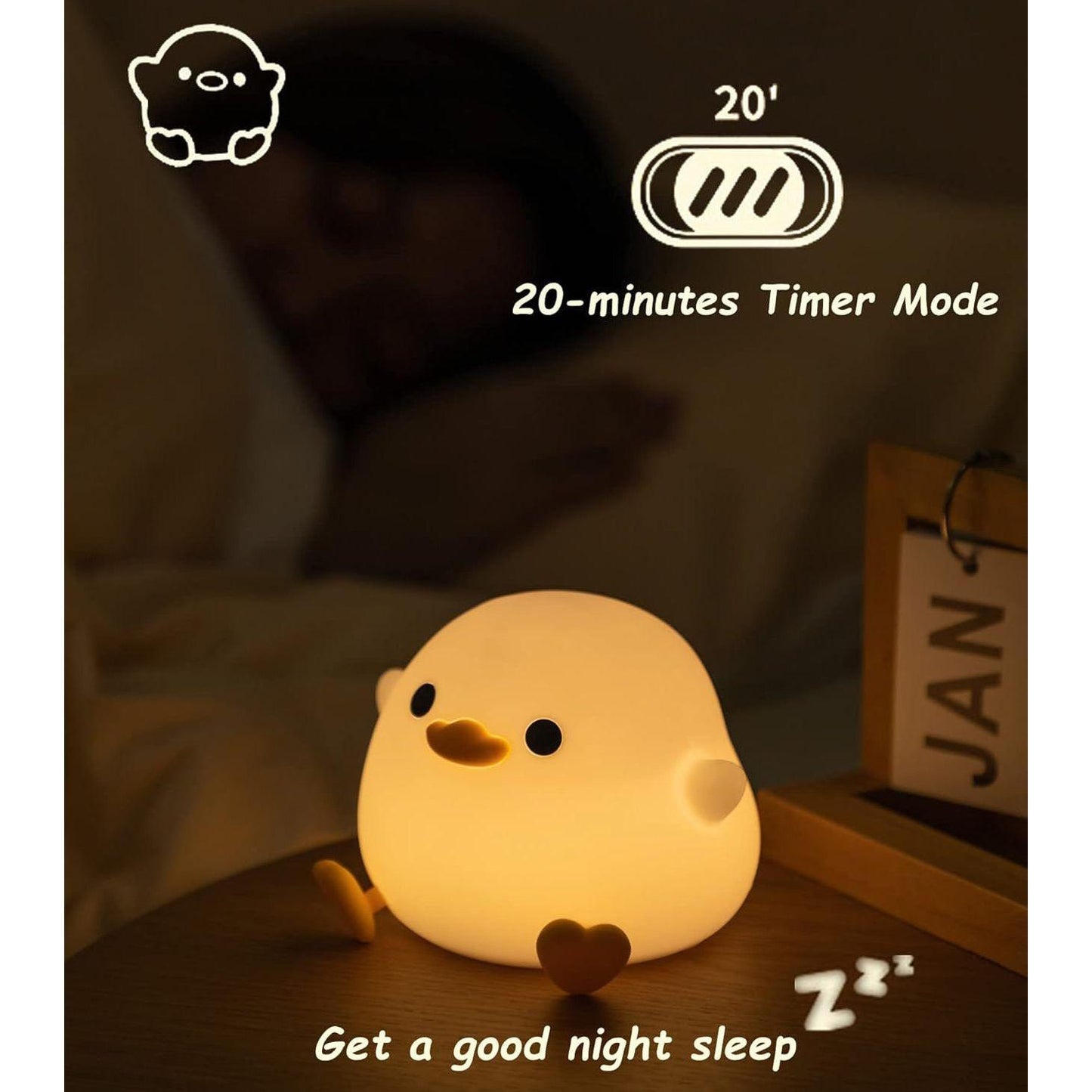 DuckieDream Light - Automatische Enten Silikon Nachttischlampe | Brehn