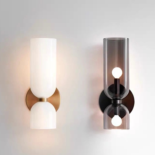 Glaswandleuchte mit Doppellampen-Design