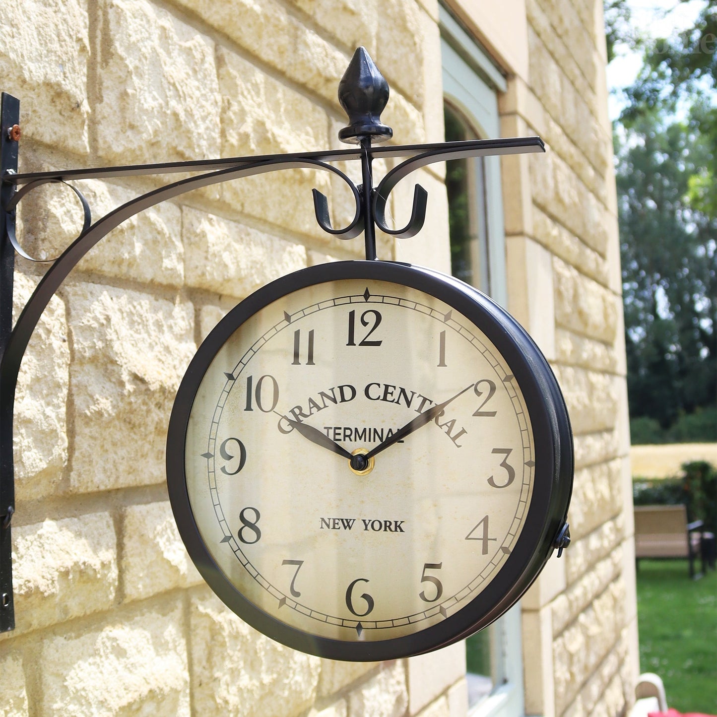 Brehn | Black  Double Sided Railway Outdoor Clock