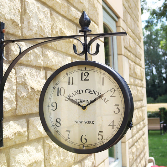 Brehn | Black  Double Sided Railway Outdoor Clock
