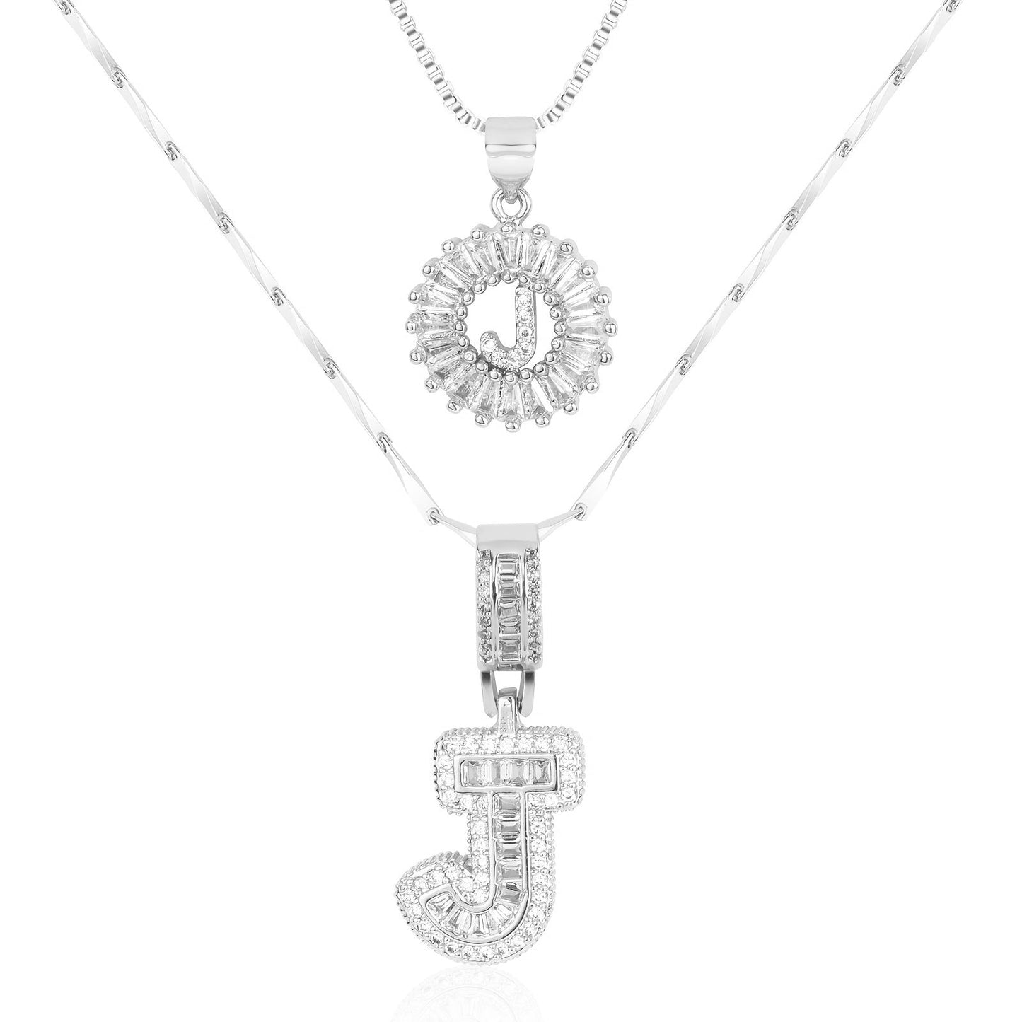 Brehn | 2pc 14k Diamant Buchstaben Initialen Halsketten