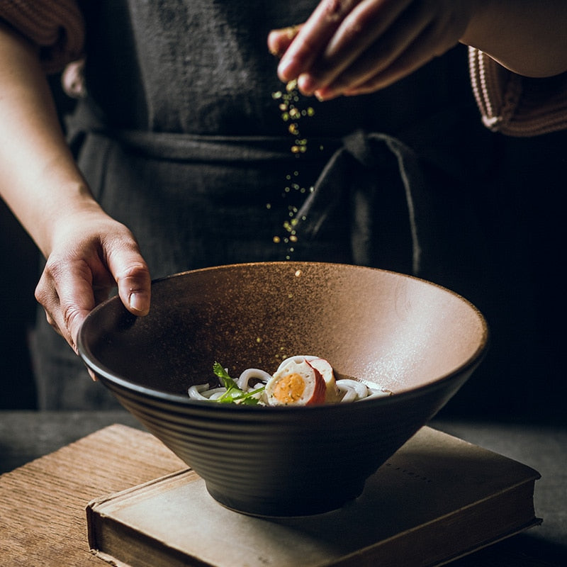 Exquisites japanisches Keramikschalen-Set für Ramen, Suppe und Reis