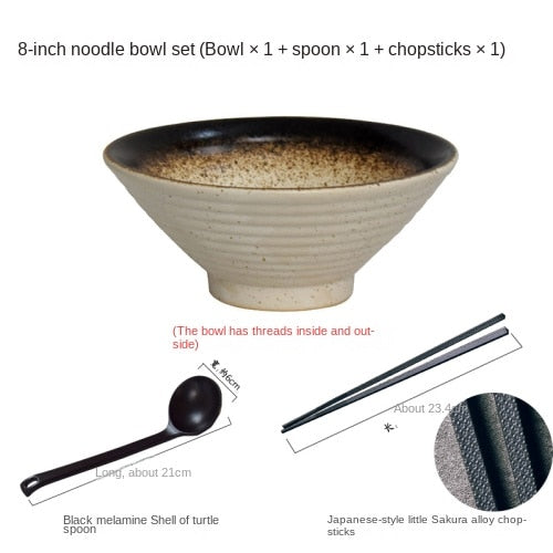 Exquisites japanisches Keramikschalen-Set für Ramen, Suppe und Reis