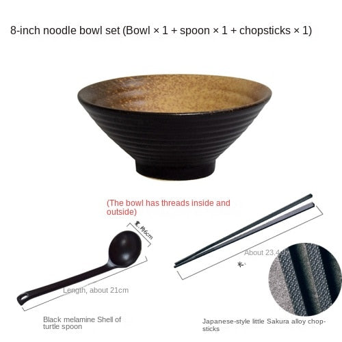 Exquisites japanisches Keramikschalen-Set für Ramen, Suppe und Reis