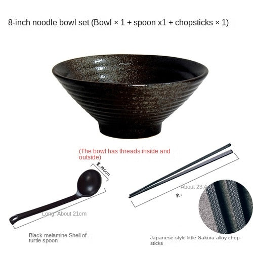 Exquisites japanisches Keramikschalen-Set für Ramen, Suppe und Reis