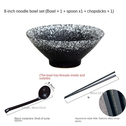 Exquisites japanisches Keramikschalen-Set für Ramen, Suppe und Reis