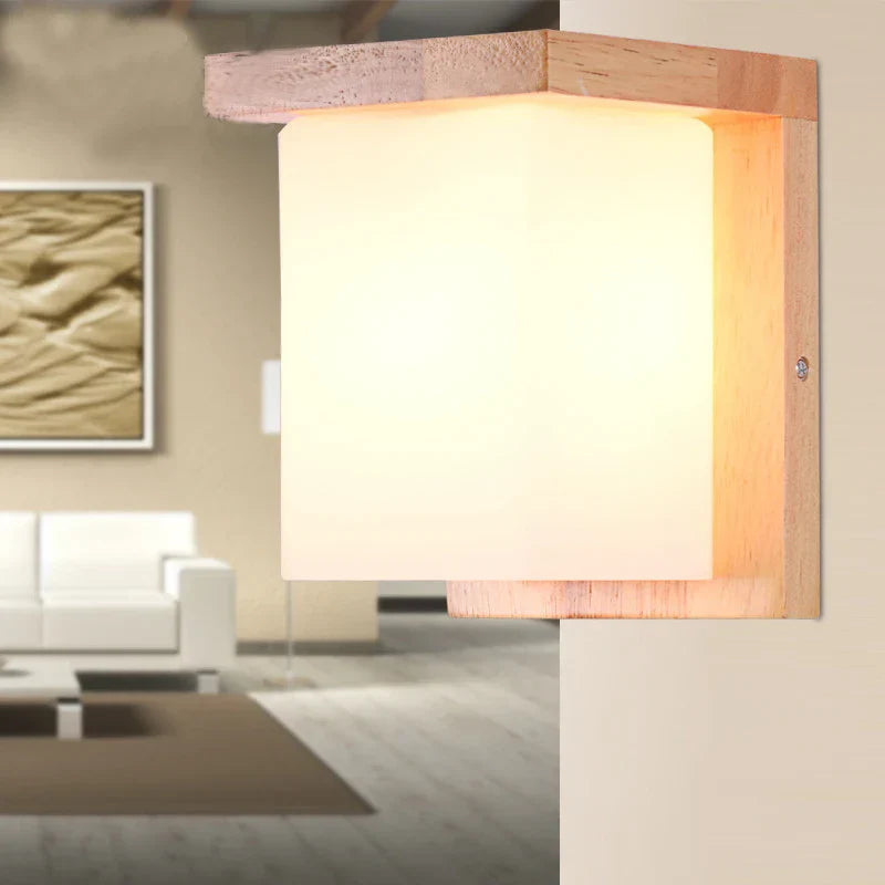 Japanische Wandleuchte aus Holz für Schlafzimmer – Minimalistische Lampe mit natürlicher Beleuchtung | Brehn