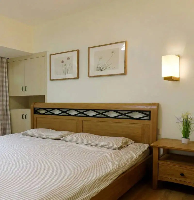 Japanische Wandleuchte aus Holz für Schlafzimmer – Minimalistische Lampe mit natürlicher Beleuchtung | Brehn