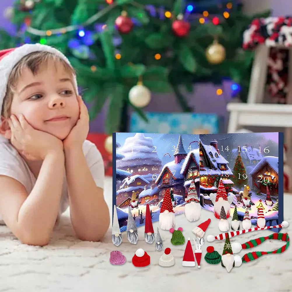Brehn | Weihnachtsgnome Adventskalender 2025 mit 24 einzigartigen Ornamenten und Plüschfiguren für Kinder – Festliche Dekoration und Countdown