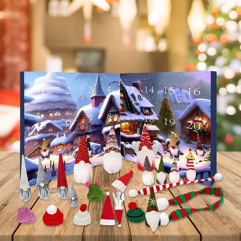 Brehn | Weihnachtsgnome Adventskalender 2025 mit 24 einzigartigen Ornamenten und Plüschfiguren für Kinder – Festliche Dekoration und Countdown