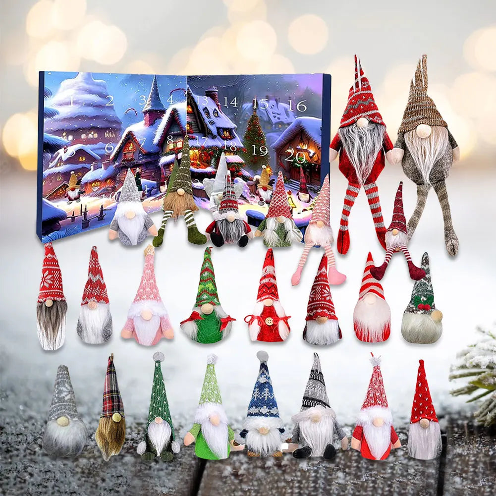 Brehn | Weihnachtsgnome Adventskalender 2025 mit 24 einzigartigen Ornamenten und Plüschfiguren für Kinder – Festliche Dekoration und Countdown
