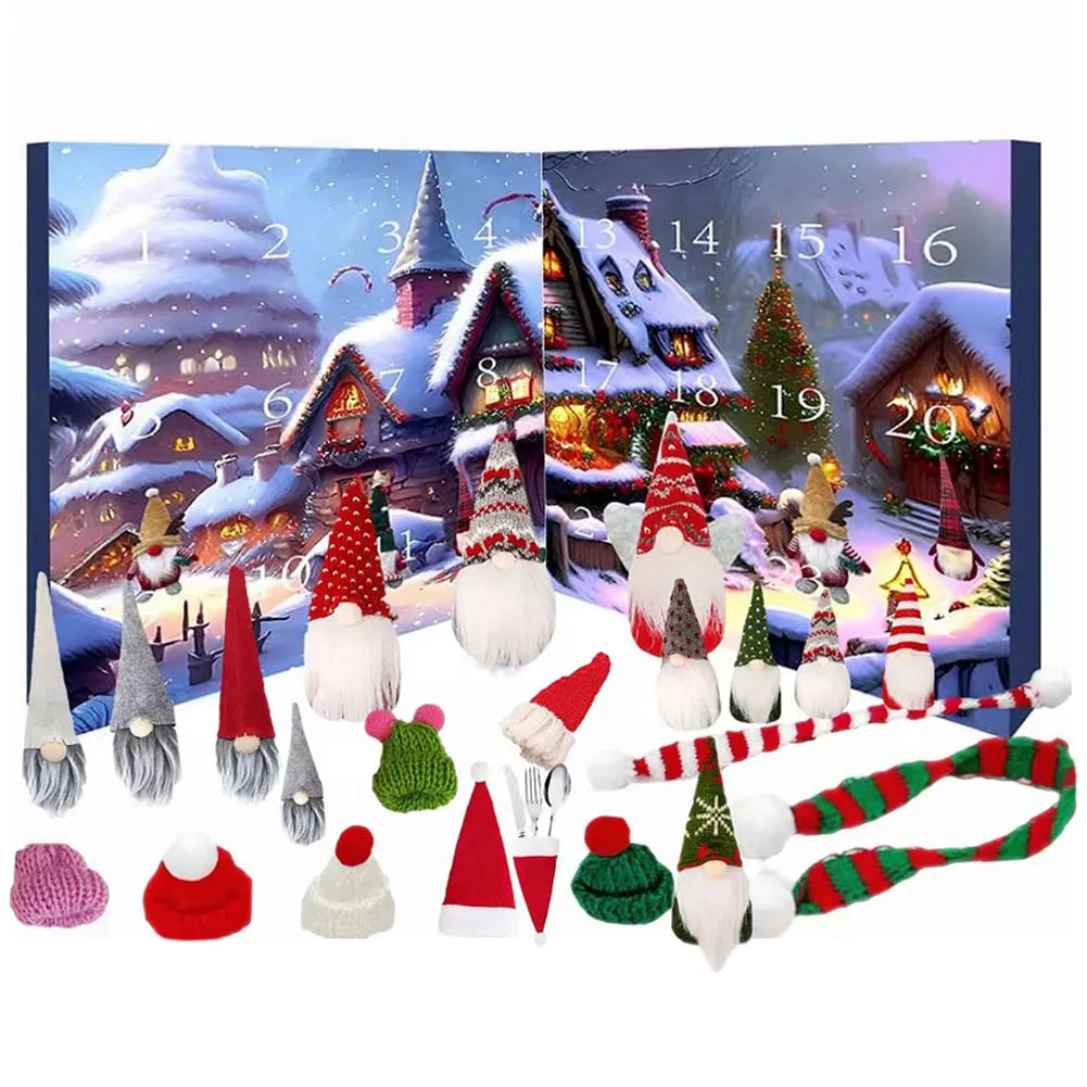 Brehn | Weihnachtsgnome Adventskalender 2025 mit 24 einzigartigen Ornamenten und Plüschfiguren für Kinder – Festliche Dekoration und Countdown