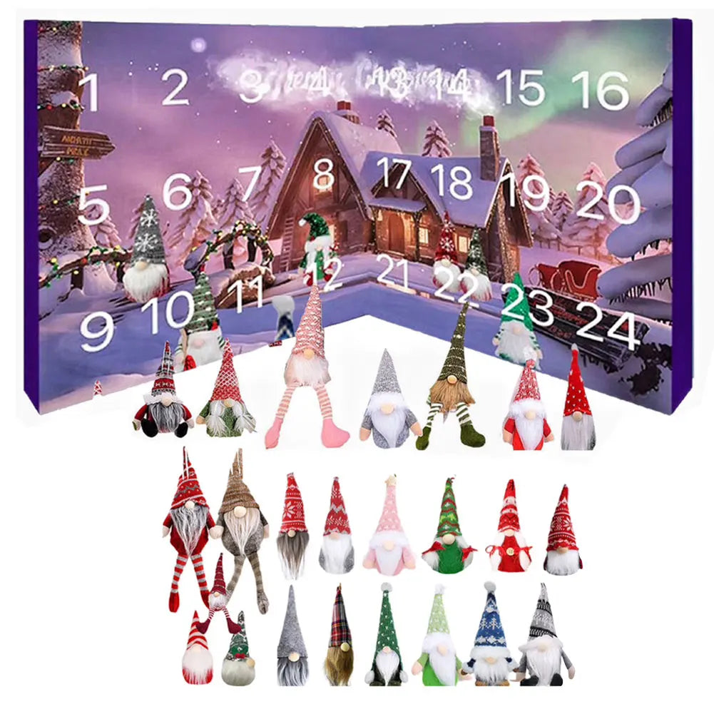 Brehn | Weihnachtsgnome Adventskalender 2025 mit 24 einzigartigen Ornamenten und Plüschfiguren für Kinder – Festliche Dekoration und Countdown