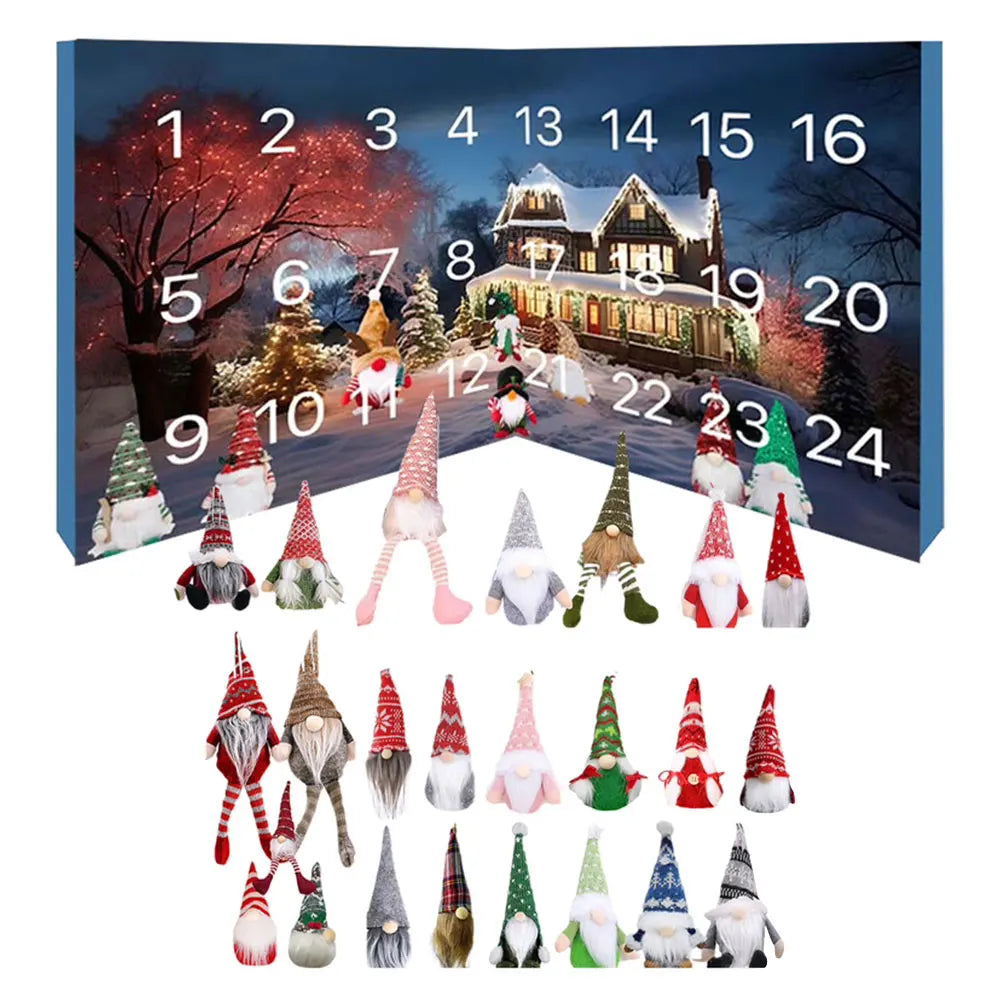 Brehn | Weihnachtsgnome Adventskalender 2025 mit 24 einzigartigen Ornamenten und Plüschfiguren für Kinder – Festliche Dekoration und Countdown