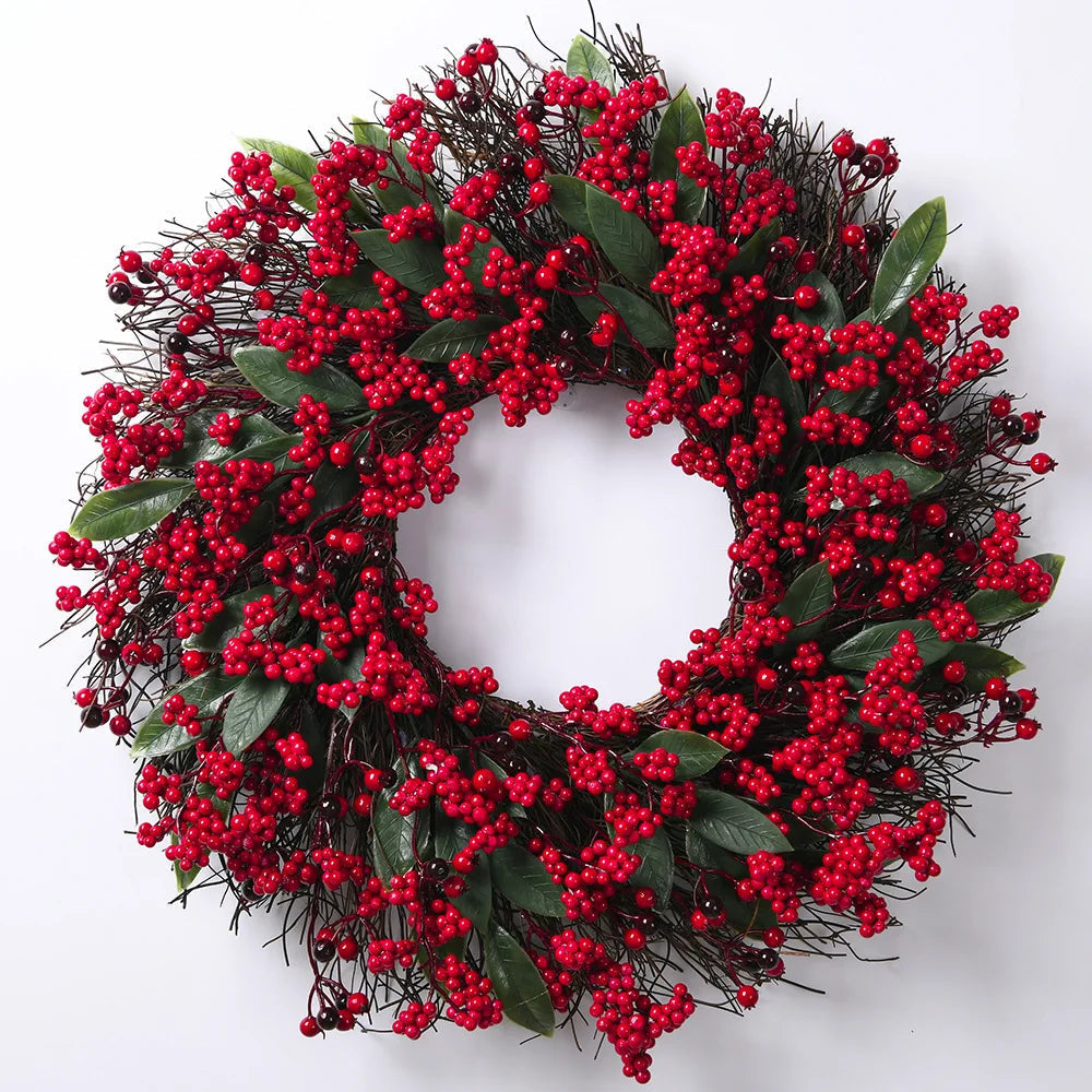 Brehn | Weihnachtskranz mit roten Beeren und grünen Zypressenblättern – Perfekte saisonale Dekoration