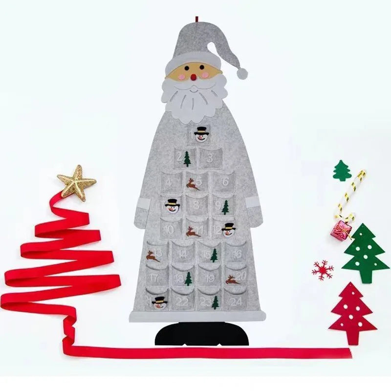 Brehn | Santa Filz Adventskalender mit 24 Taschen für Kinder - Bunte Dekoration für Feiertage