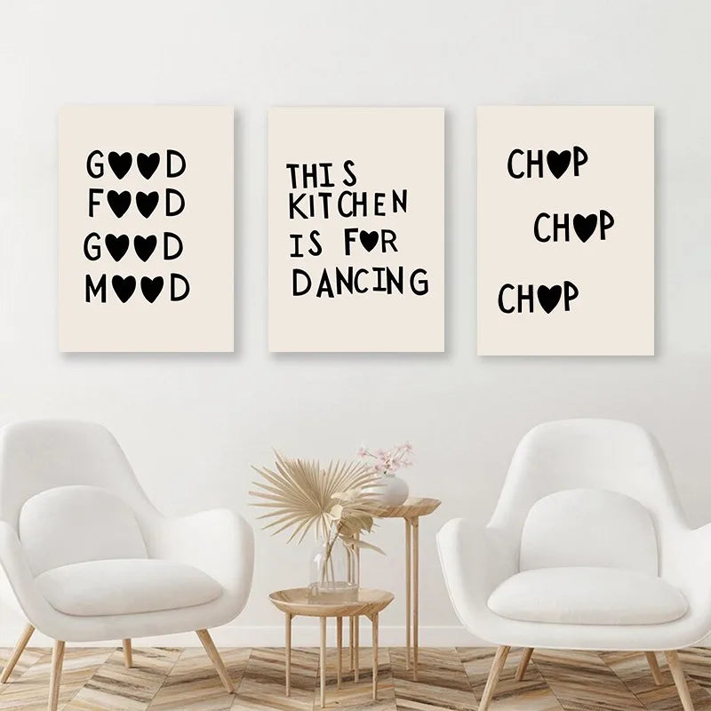 Küchenkochliebe-Zitate-Wandkunst Feine Kunst Leinwanddrucke Minimalistische Moderne Typografische Poster Bilder Für Küchen-Esszimmer-Café-Kunstdekoration