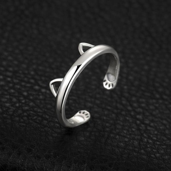 Kitty Ohr Pfote Umarmung 925 Silberring | Brehn