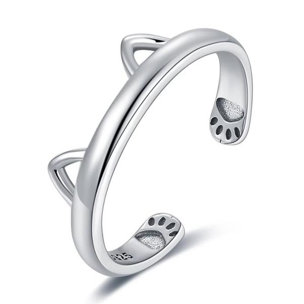 Kitty Ohr Pfote Umarmung 925 Silberring | Brehn