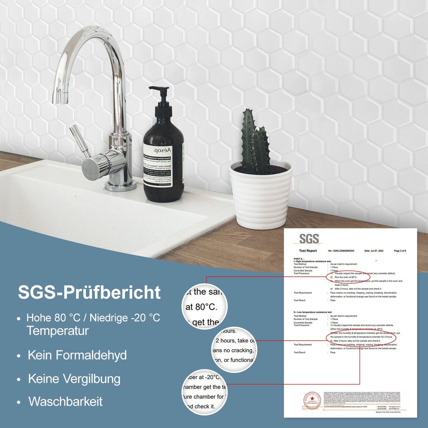 Klebefliesen Selbstklebend 10er Set Hexagon | Brehn