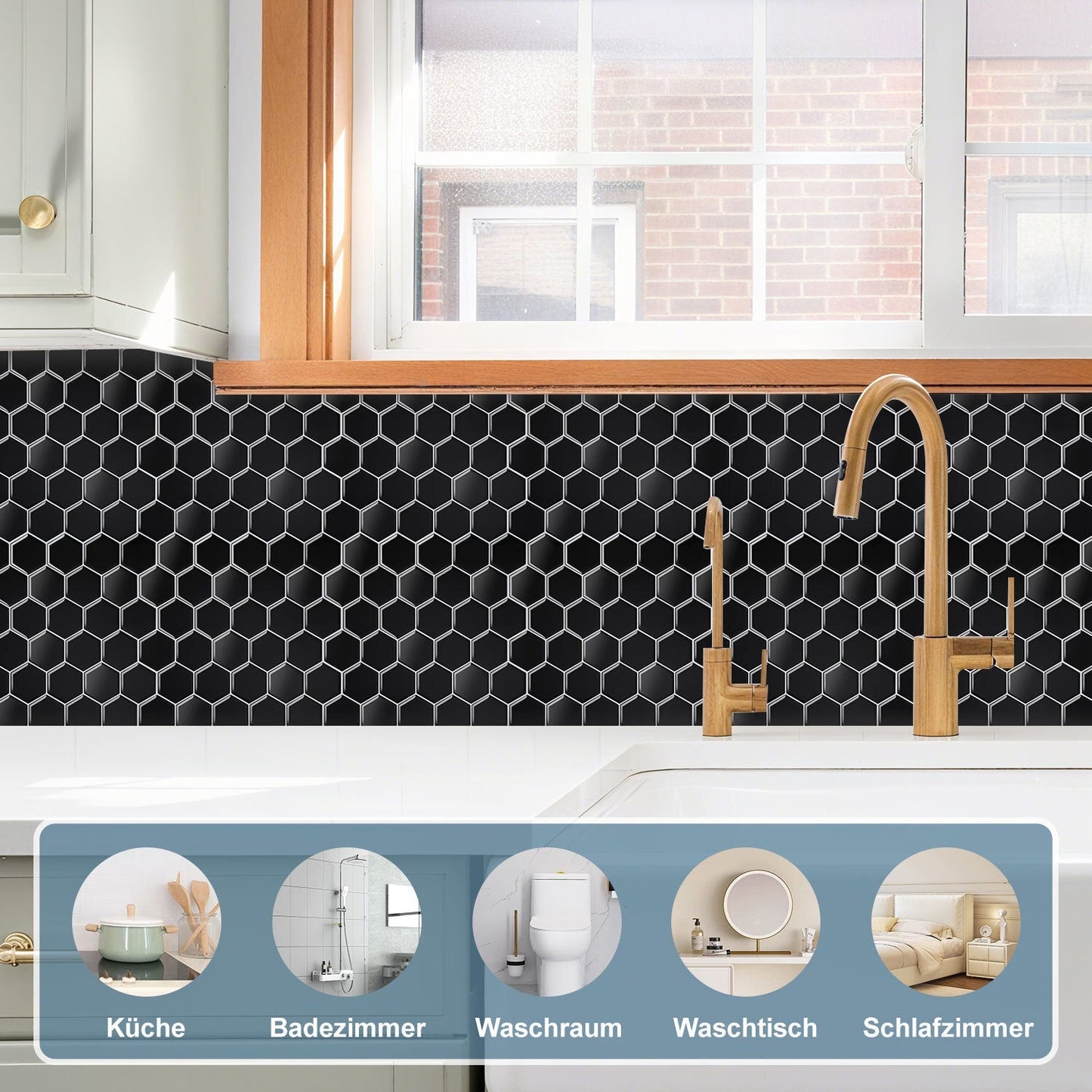 Klebefliesen Selbstklebend 10er Set Hexagon | Brehn