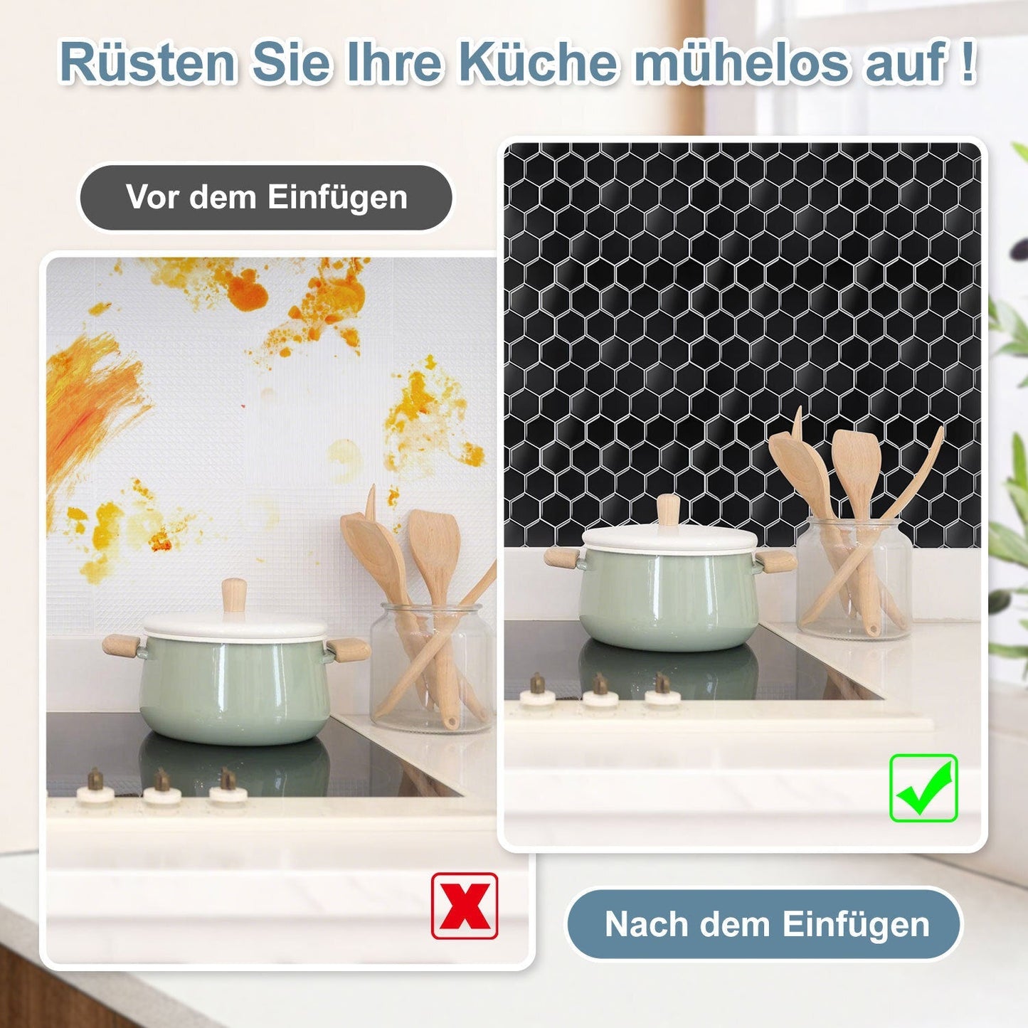 Klebefliesen Selbstklebend 10er Set Hexagon | Brehn