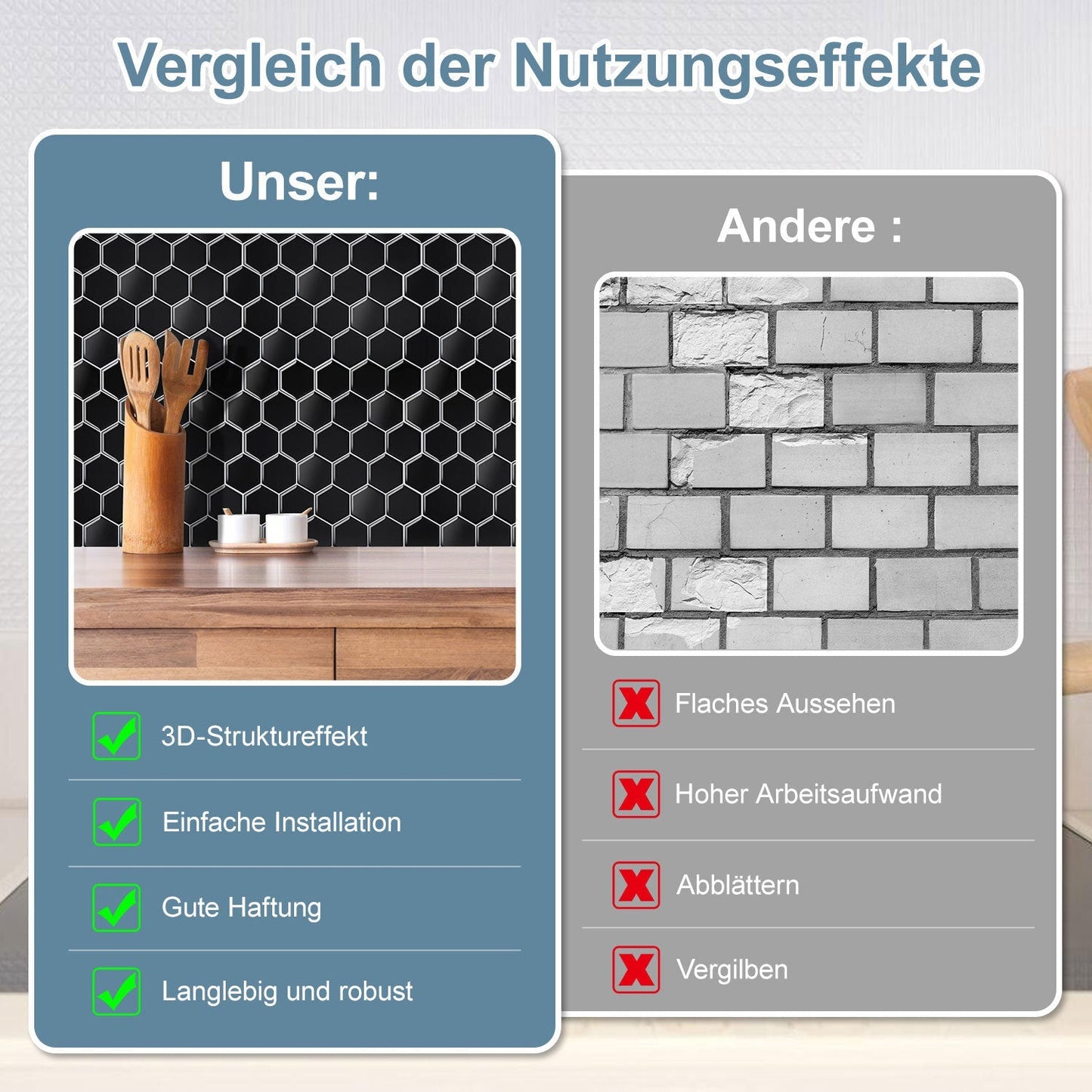 Klebefliesen Selbstklebend 10er Set Hexagon | Brehn