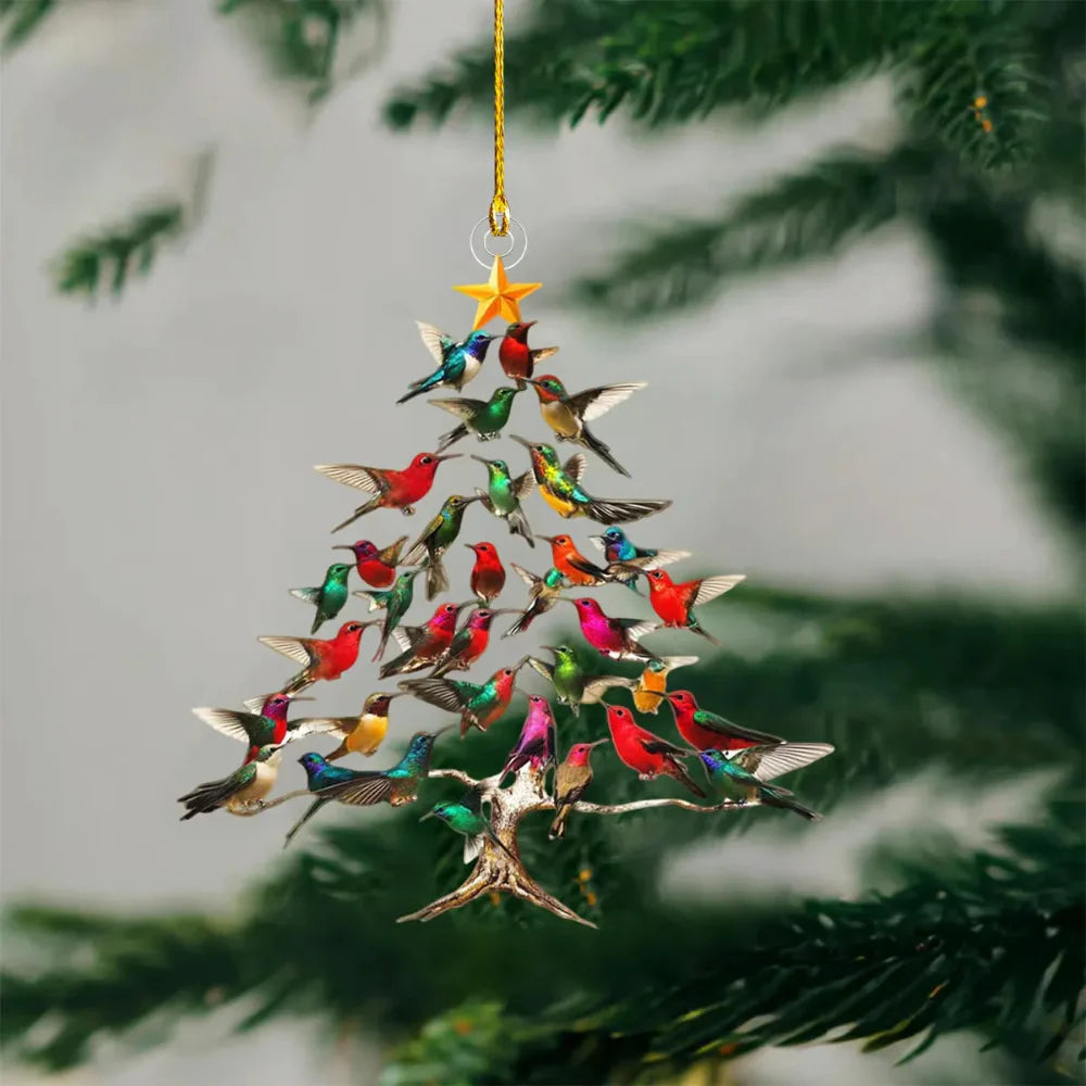 Brehn | Buntes Vogelornament zur Weihnachtsbaumdekoration – Natürliche Gestaltung und nachhaltiges Material