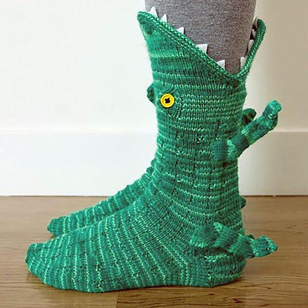 Strickkrokodilbissocken Hausschuhe | Brehn