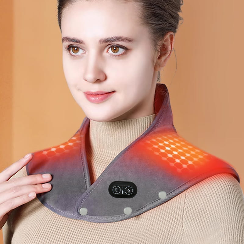 Brehn | Elektrische Decke mit Heizung und Vibrationen – Ergonomische Decke für Nacken und Schultern