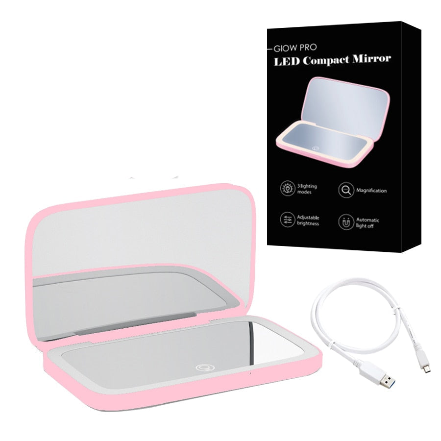 Brehn | Kompakter LED-Make-up-Spiegel mit doppelter Vergrößerung 1X und 10X
