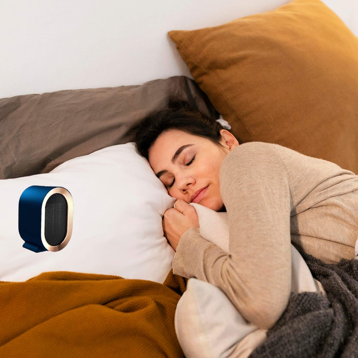 Brehn | Kompakter elektrischer Heizlüfter Energiesparende Keramik für kleine Räume – Leises Heizen 800-1200 W