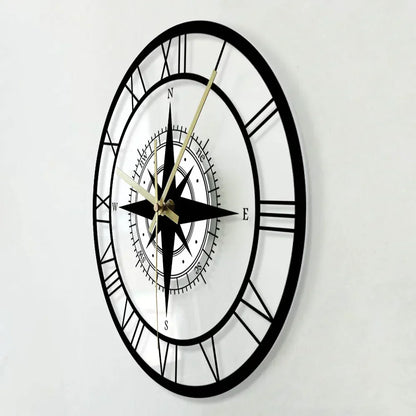 Richtungsdiagramm - Nautische Kompass-Wanduhr
