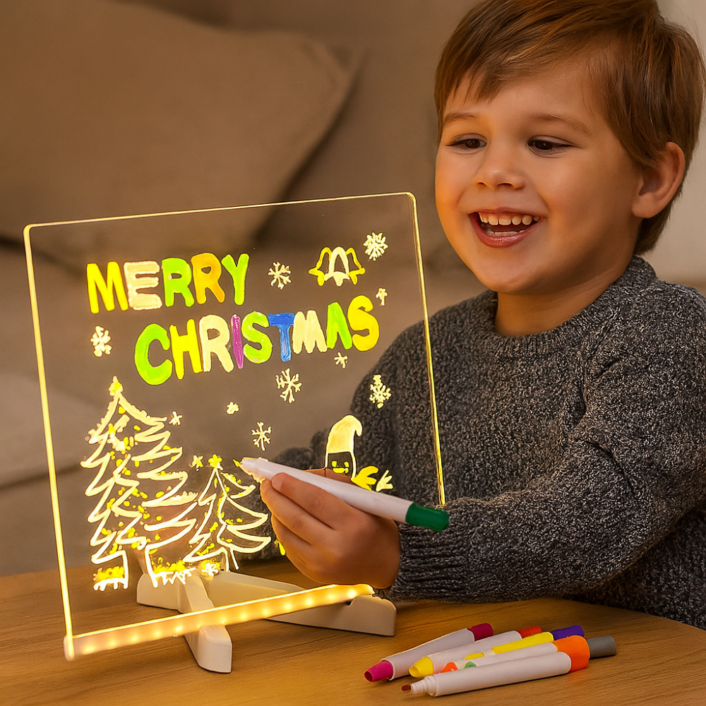 Brehn | Kreatives LED-Zeichnungsbrett für Kinder, wiederverwendbar, USB-betrieben, sicher für Kinder