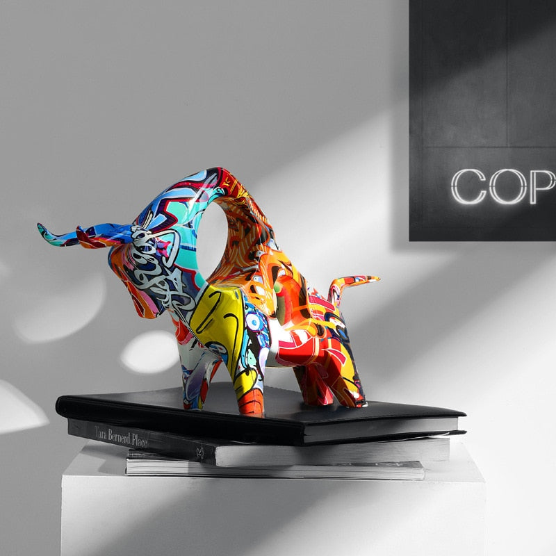 Kunst Bunter Stier Skulptur