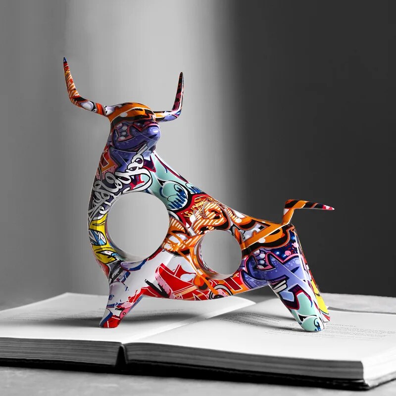 Kunst Bunter Stier Skulptur