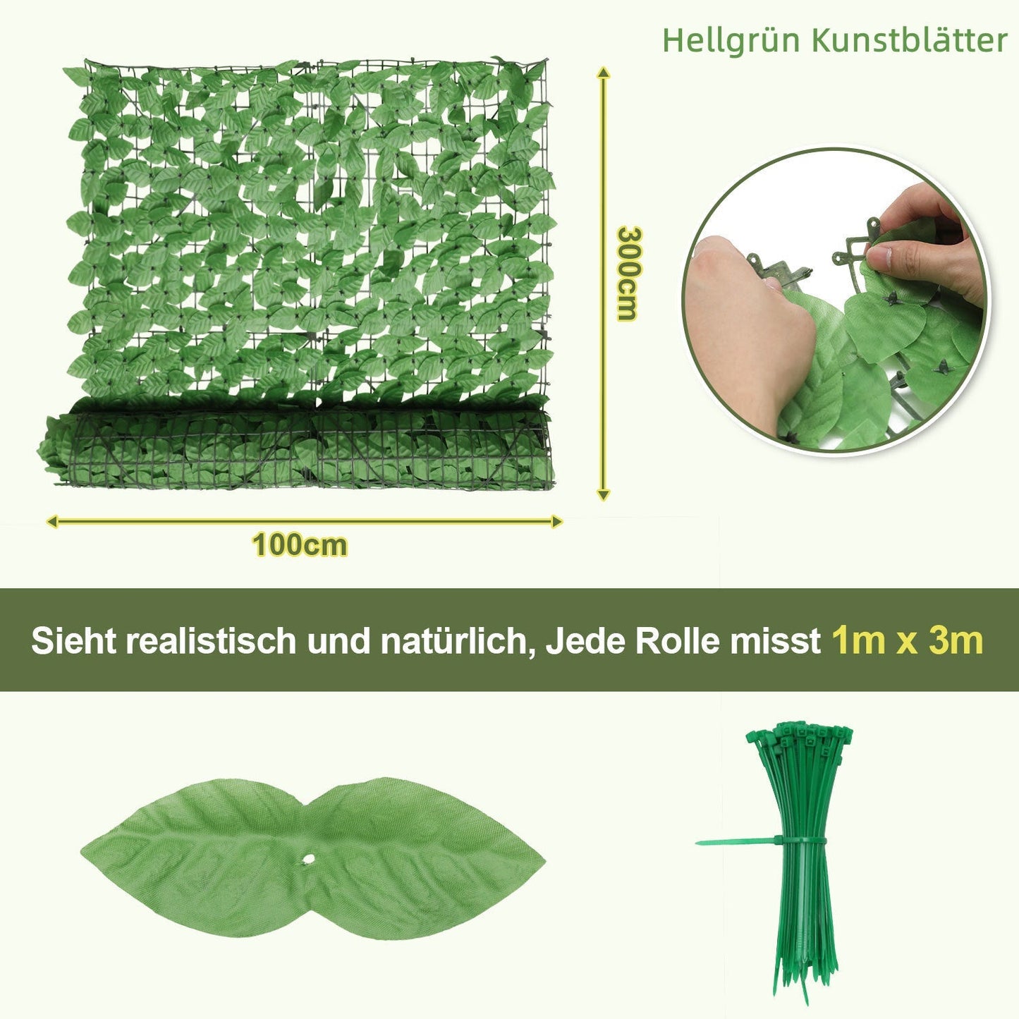 Künstliche Efeu Hecke Sichtschutz 1x3m | Brehn