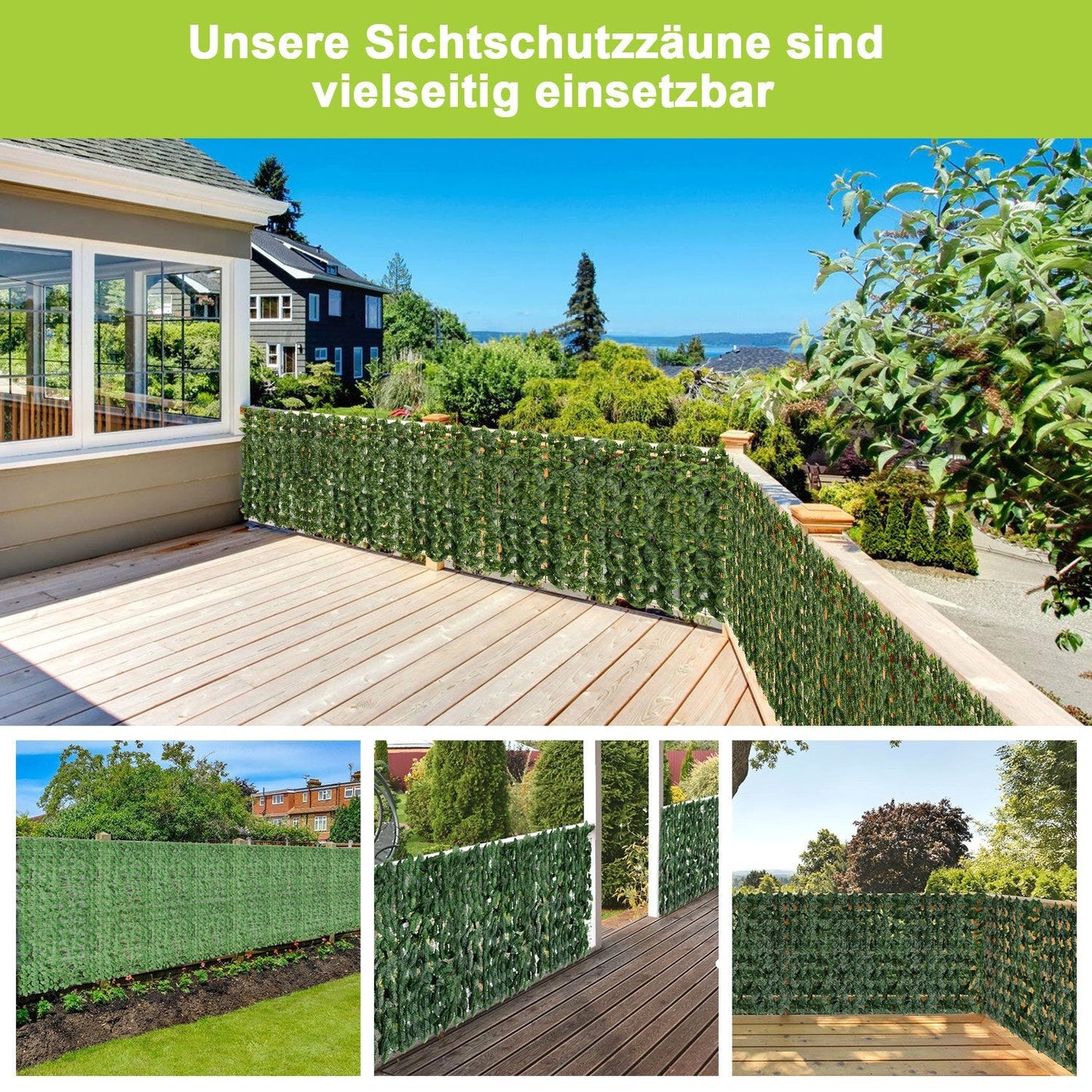 Künstliche Efeu Hecke Sichtschutz 1x3m | Brehn