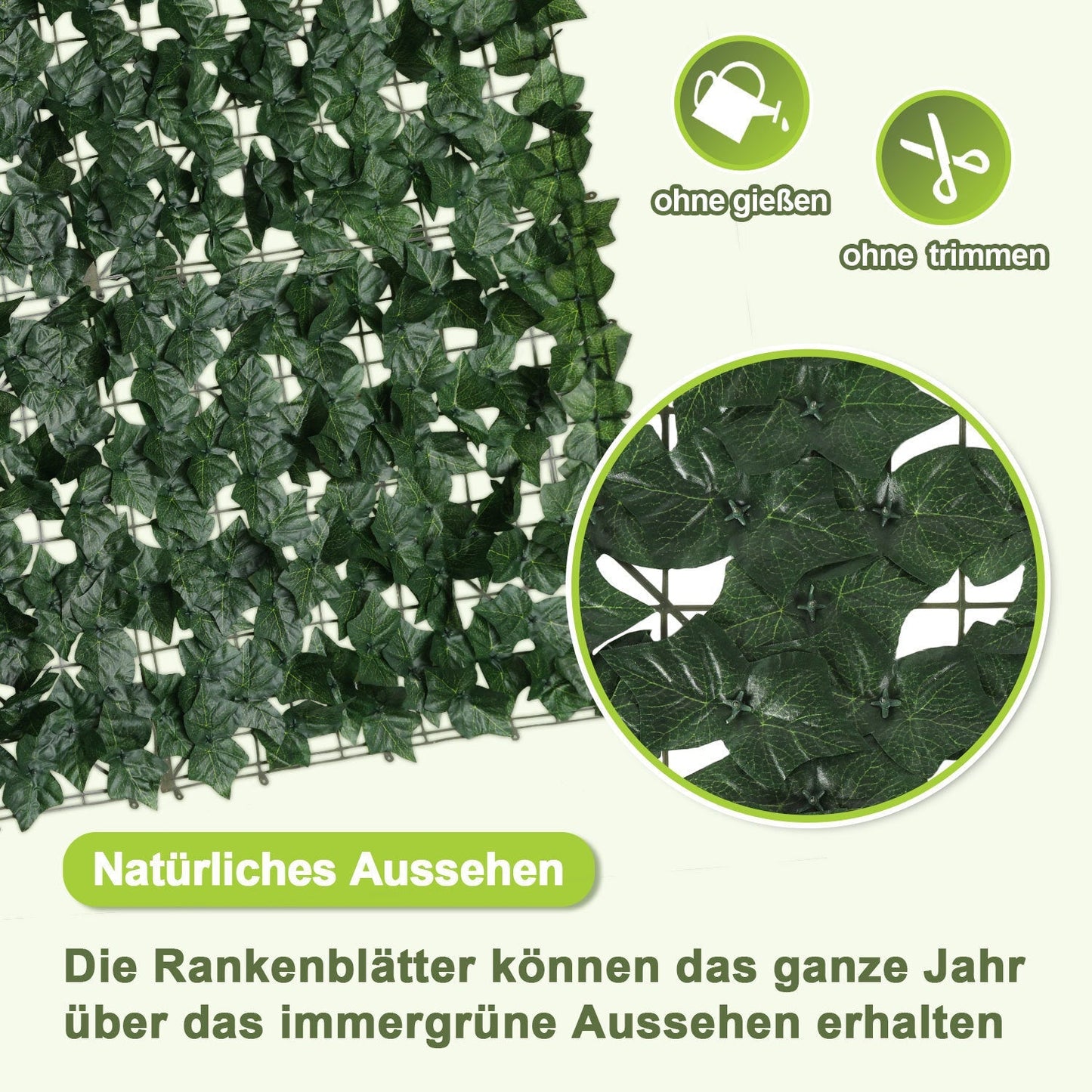 Künstliche Efeu Hecke Sichtschutz 1x3m | Brehn