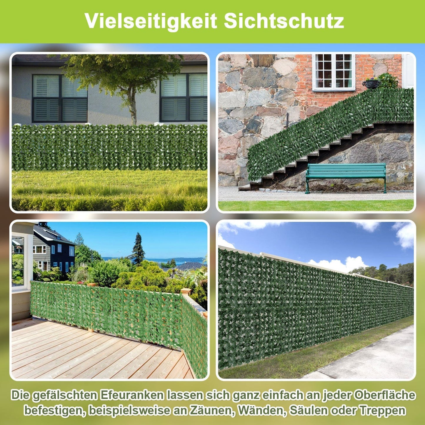 Künstliche Efeu Hecke Sichtschutz 1x3m | Brehn