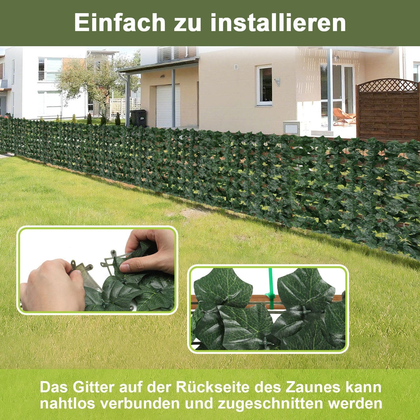 Künstliche Efeu Hecke Sichtschutz 1x3m | Brehn
