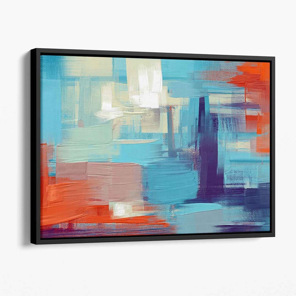 Abstrakter Sonnenuntergang in Blau, Lila und Orange – Leinwanddruck