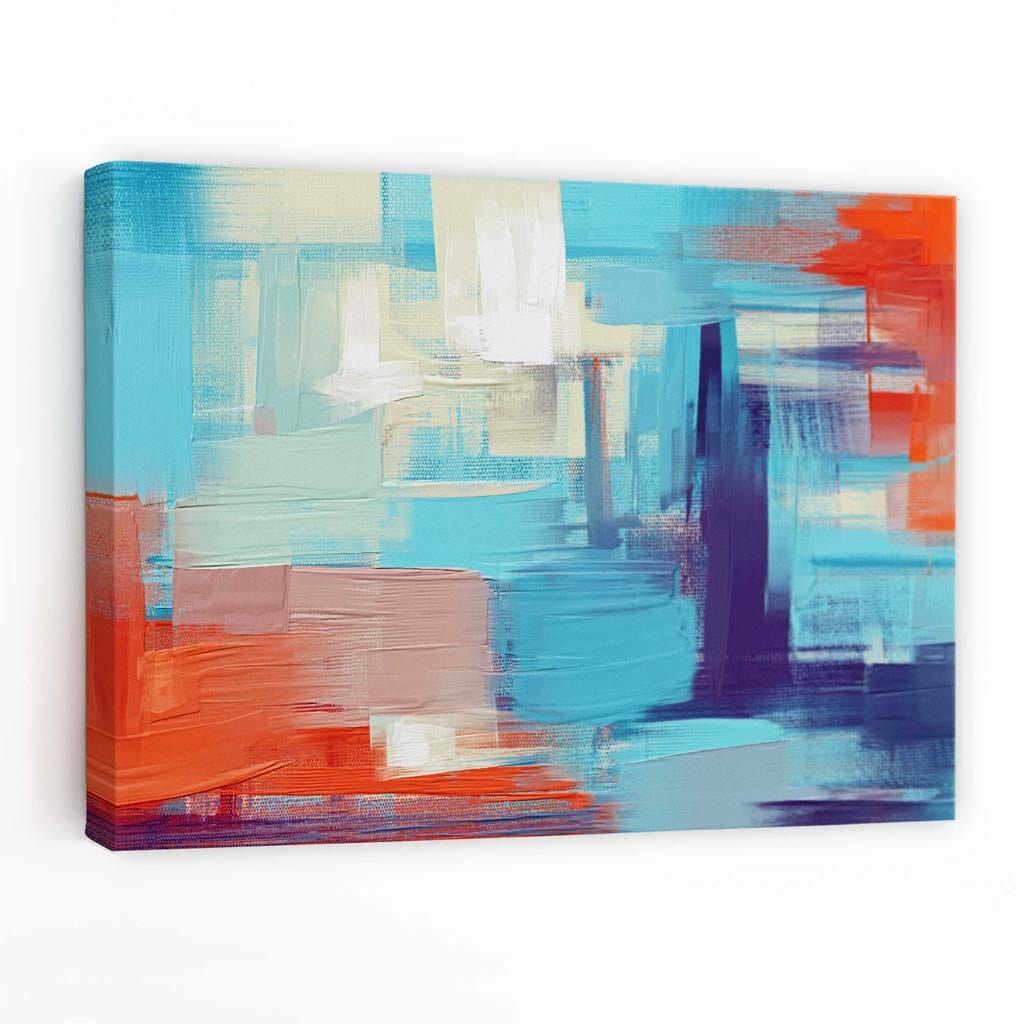 Abstrakter Sonnenuntergang in Blau, Lila und Orange – Leinwanddruck