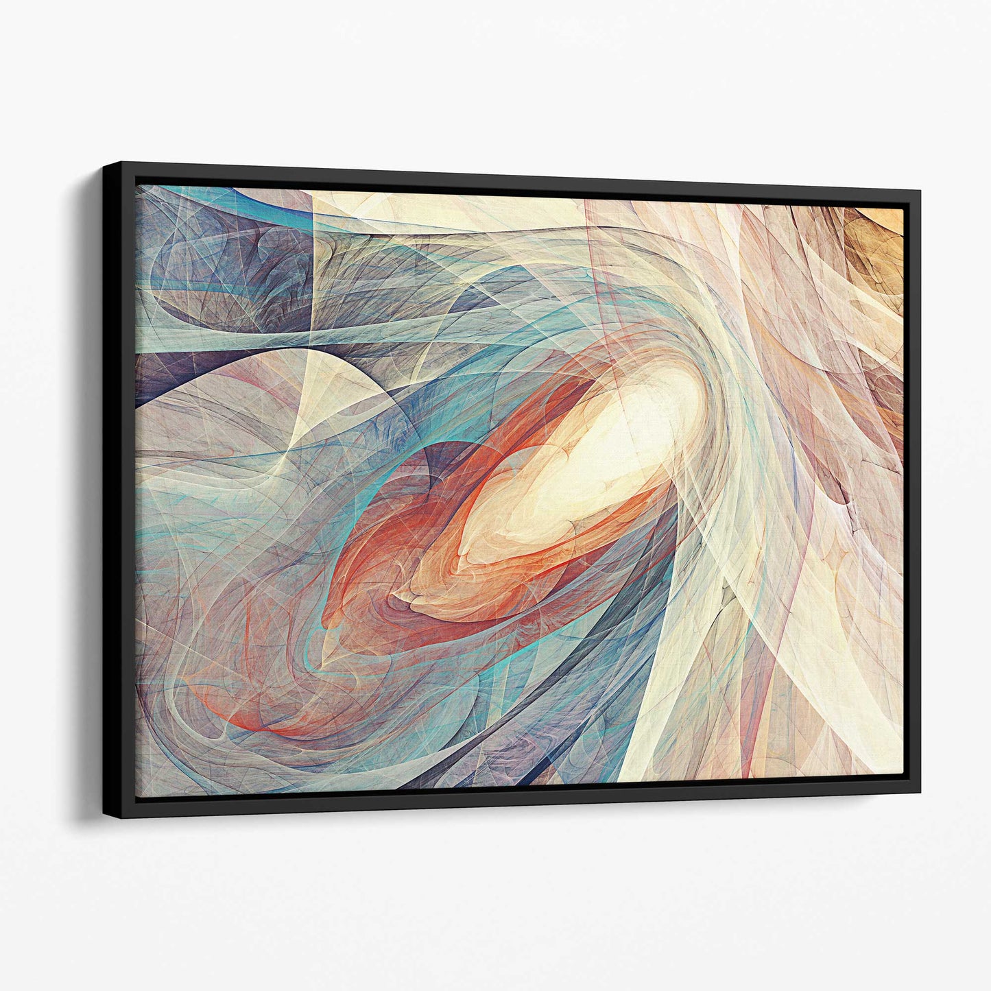 Abstrakter blau-orangefarbener Kunstdruck auf Leinwand