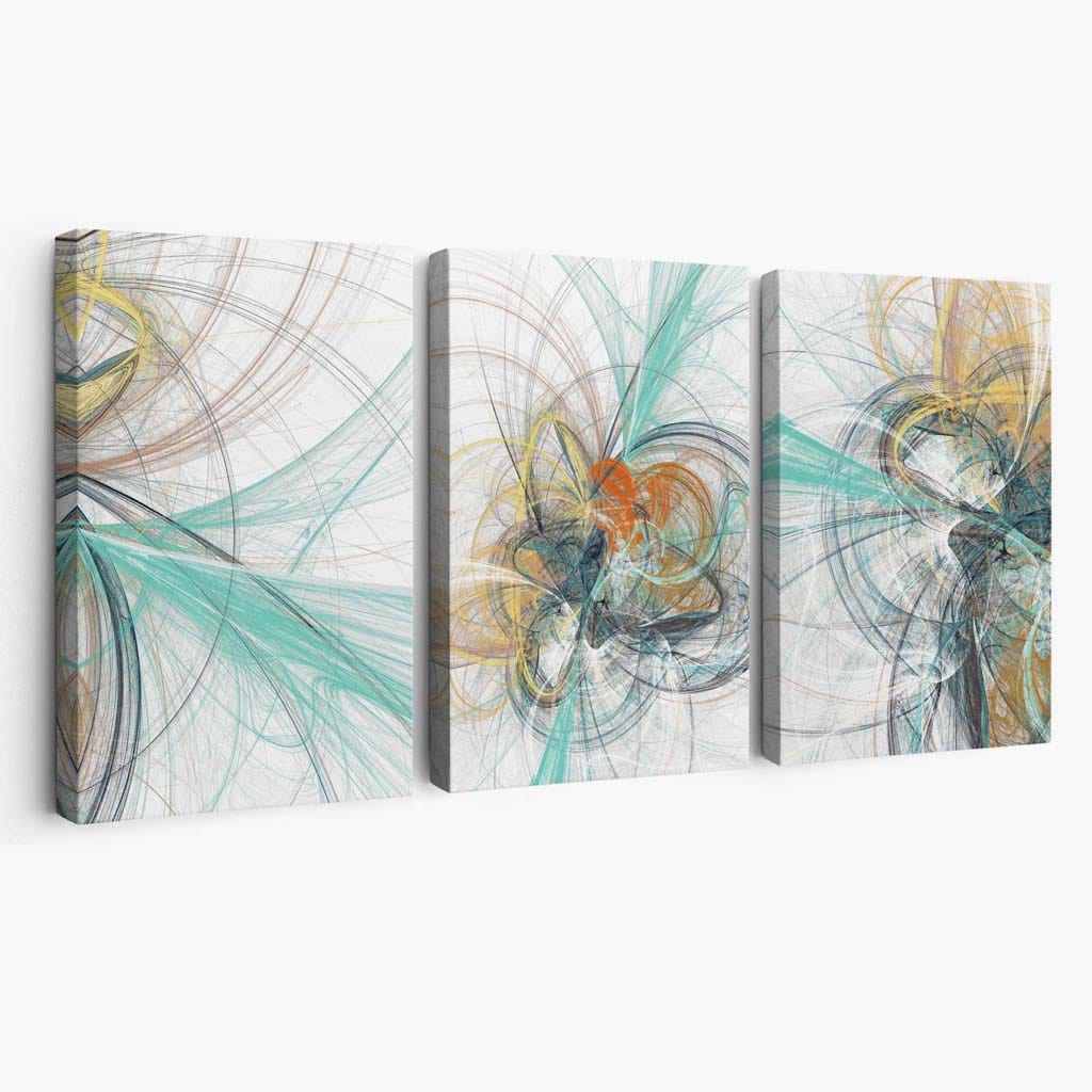 Abstraktes Wandbild aus Leinwand in Mintgrün und Grau (Mixed Media)