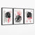Abstraktes rosa-schwarzes 3er-Set floraler Leinwandbilder